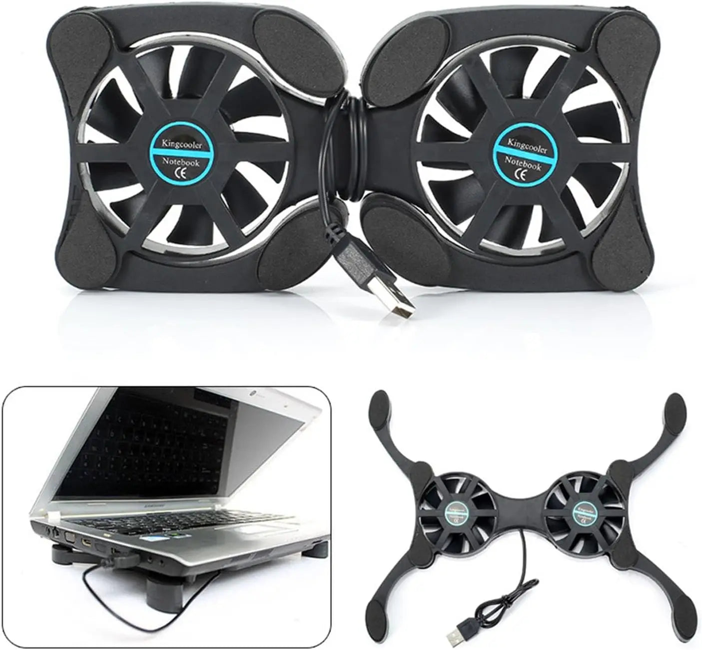 ❄️💻 Ultra Slim Laptop Cooling Pad – Low Noise Portable Cooler (7–15”)