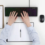 RGB Backlit Wired Gaming Keyboard – Mute USB Keyboard for Office & Home