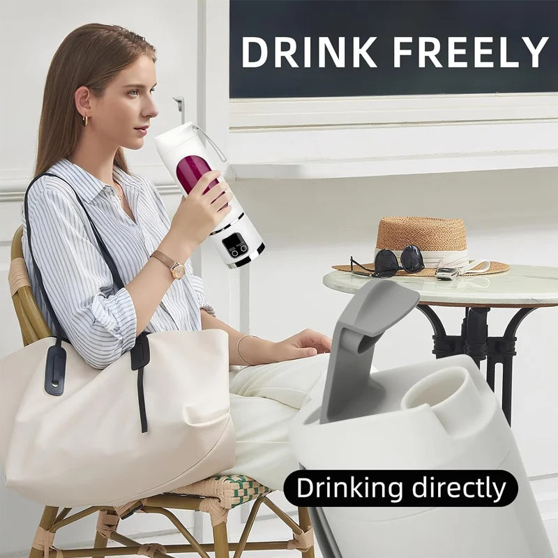 🥤✨ Portable Blender Fruit Juicer 450ml 🍓 | Wireless USB Rechargeable Mini Blender ⚡ | Stainless Steel Blade for Travel & Fitness Use 💪🚶‍♀️