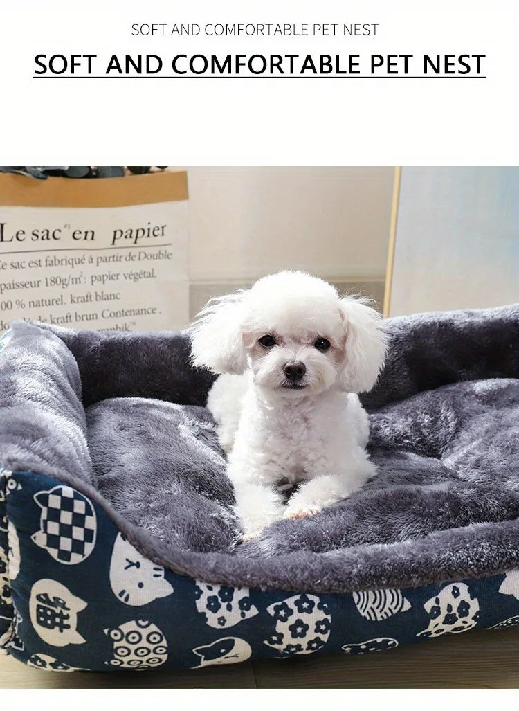 🛋️🐾 Winter Plush Pet Bed Sofa – Cozy Dog & Cat Mat