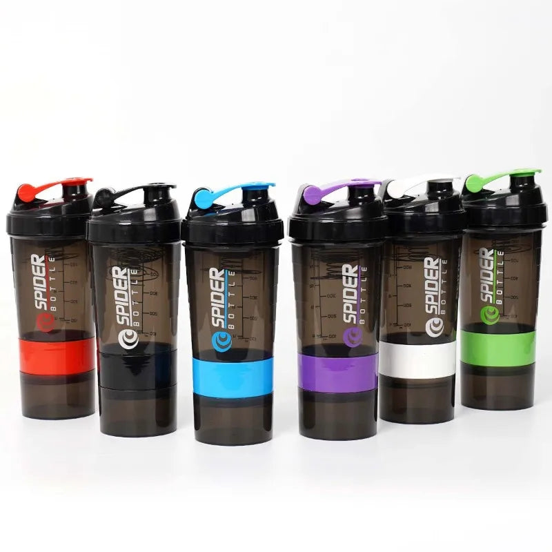 16.9oz (500ml) 3-Layer Sports Water Bottle 🥤 | Leakproof Protein Shaker Cup 💪 | Large Capacity BPA-Free Fitness Shake Mixer 🚴 Travel & Gym Bottle