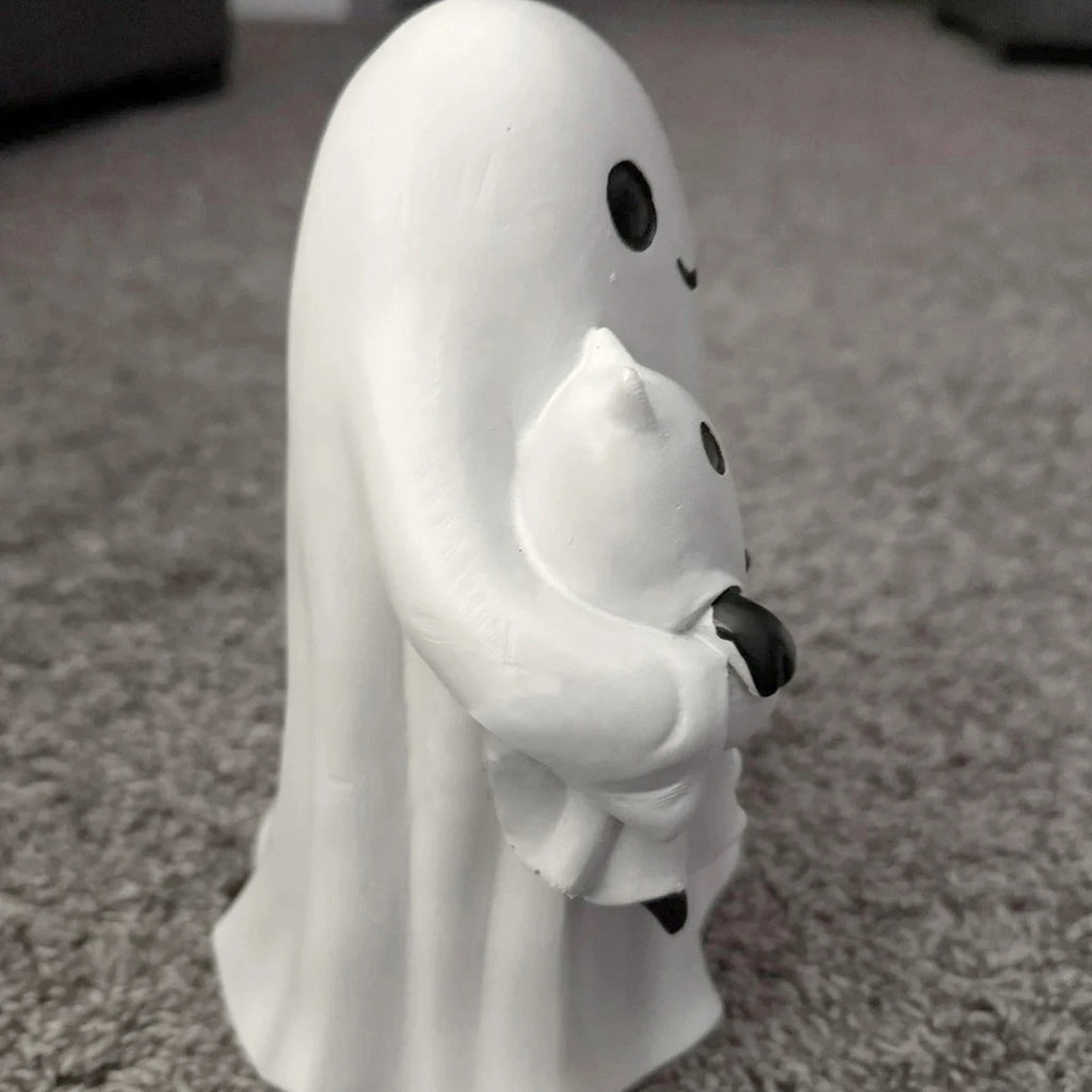 Halloween Ghost Pet Figurine – Funny Resin Spooky Décor
