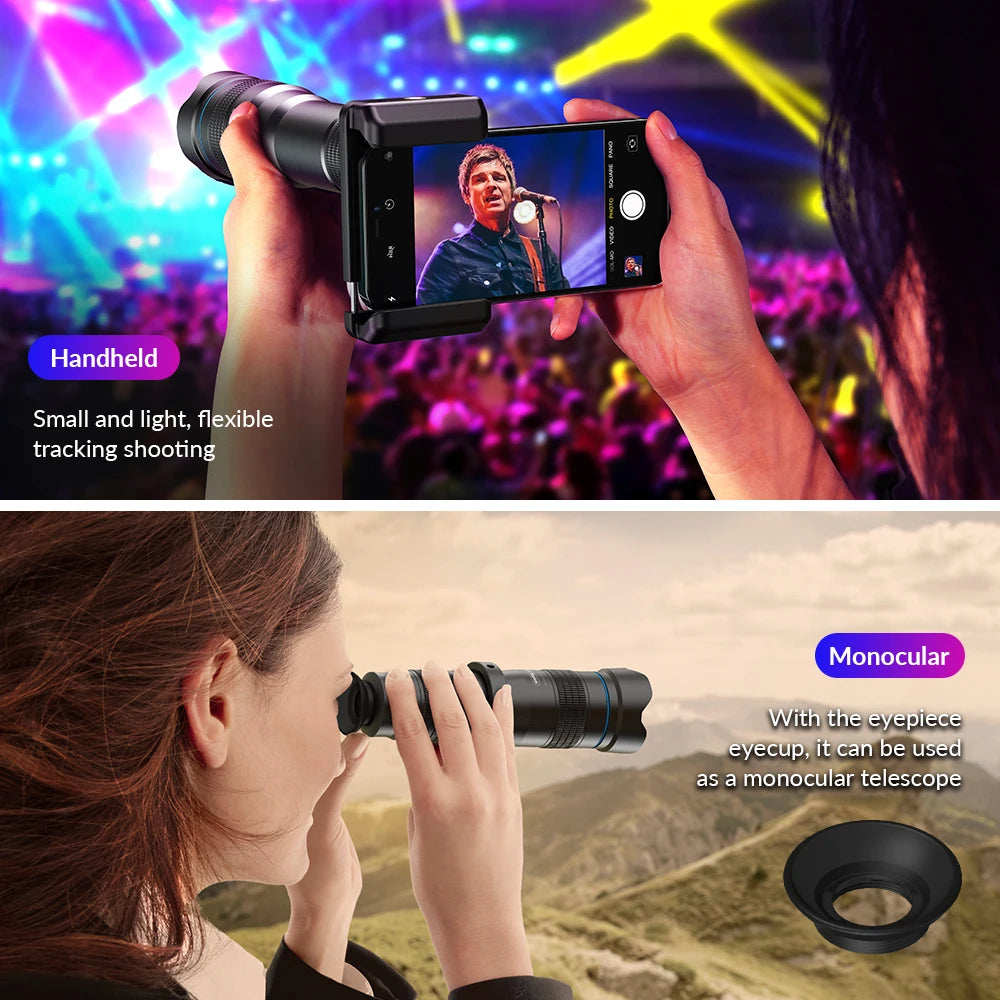 🔭📱 APEXEL 36X Metal Telephoto Zoom Lens with Tripod