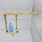 🦜🌳 Wooden Parrot Stand Pole Double Layer Swing Toy