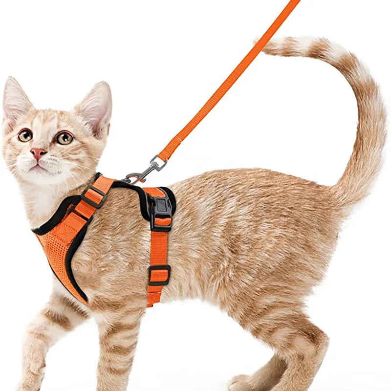 Cat Harness and Leash for Walking Escape-Proof Soft Adjustable Vest Harnesses for Cats Easy Control