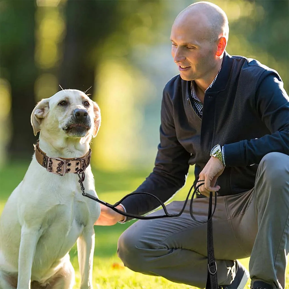 🐕🛡️ Tactical Dog Collar with Handle – Heavy Duty Double Buckle
