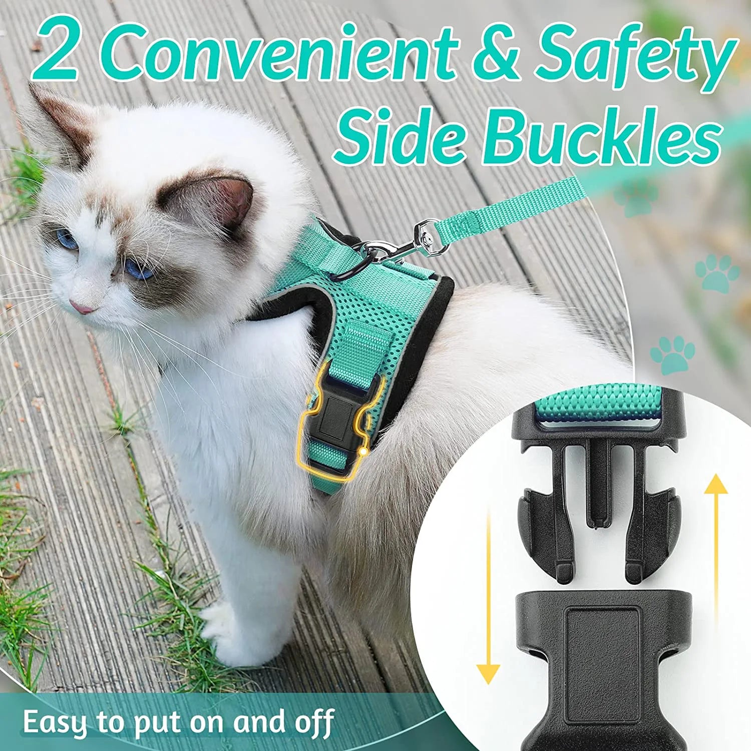 🐱🐾 Escape-Proof Cat Harness and Leash | Soft Adjustable Vest Harness for Walking 🌿 | Easy Control & Comfortable Outdoor Cat Gear