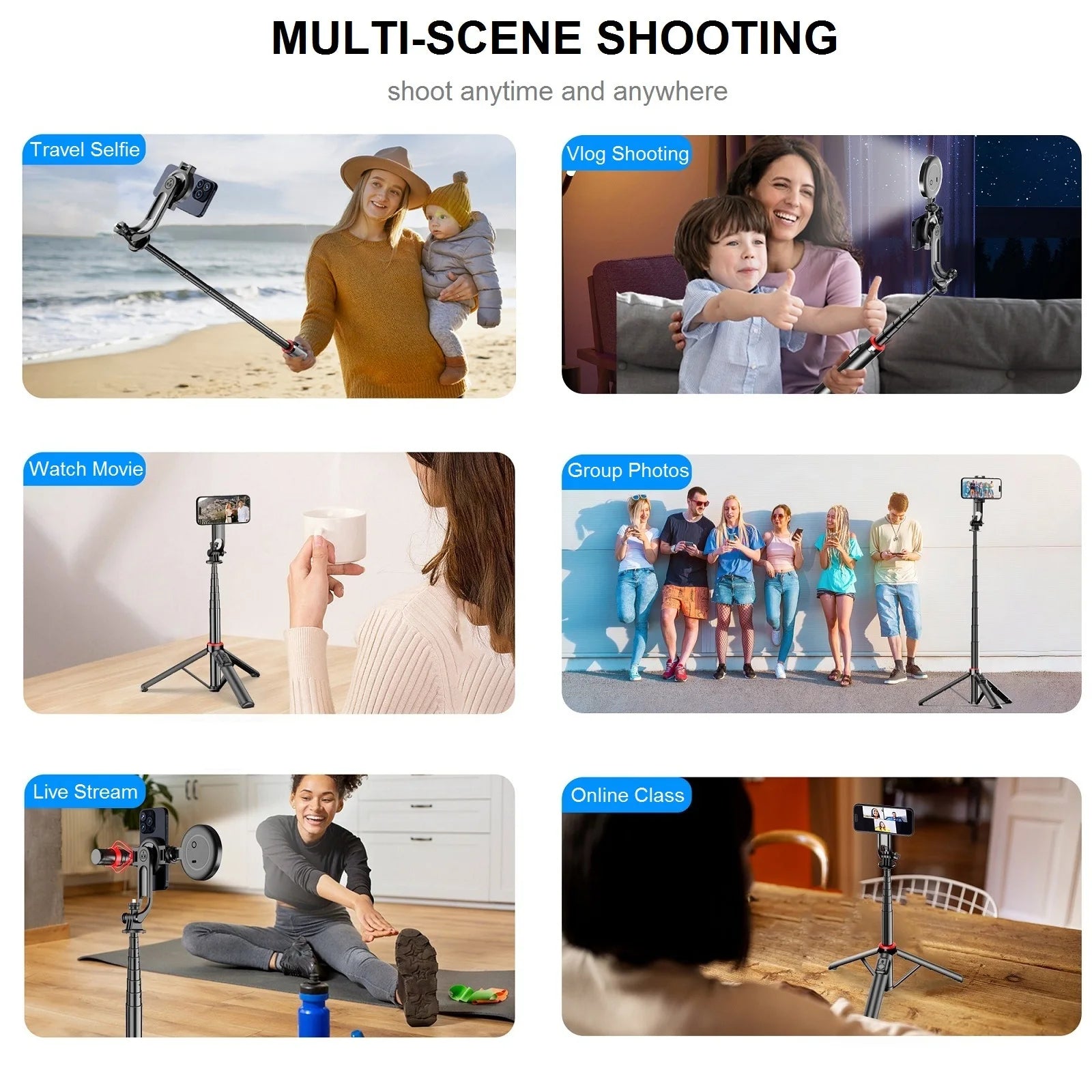 Magnetic Selfie Stick Tripod 51" – MagSafe Compatible Phone Stand