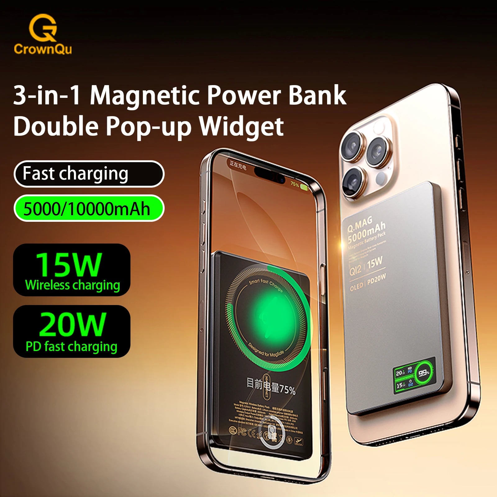 Magnetic Wireless Power Bank 5000/10000mAh | Fast Charging External Battery for iPhone 12‑17 Pro, Apple Watch & AirPods 🔋