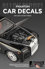 1:18 Rolls-Royce Phantom Model Car, Zinc Alloy Pull Back Toy Diecast Car with Sound and Light, Realistic Modeling Model Toy