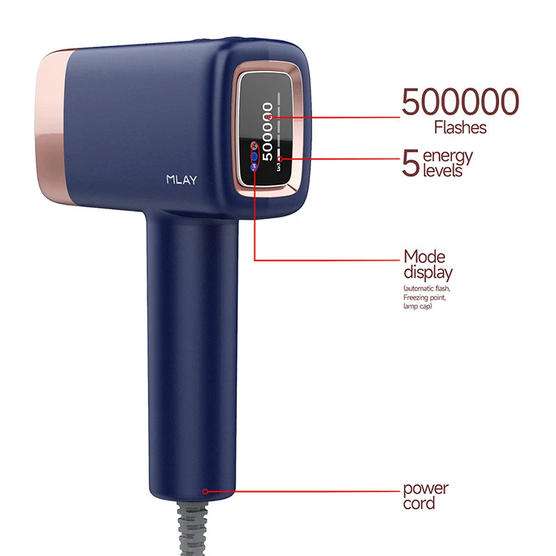 ✨ MLAY T14 IPL Hair Removal Device | ICE Cool Laser Epilator 3-in-1 ❄️ | 500,000 Flashes Permanent Hair Reduction for Body & Face