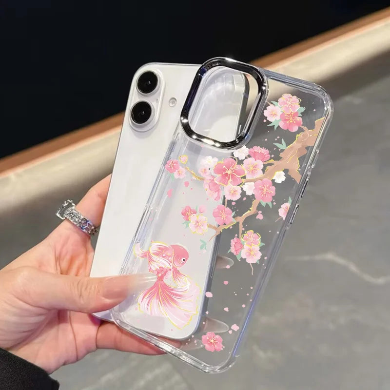 Daisy Floral Clear Phone Case with Metal Lens Frame for Google Pixel