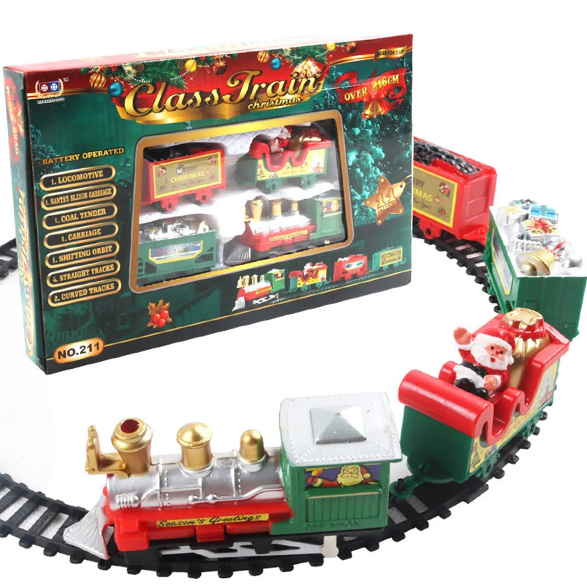 Electric Christmas Train Toy Set with Light Sound Train Track Railway Educational Toys for Kids Party Xmas Gifts