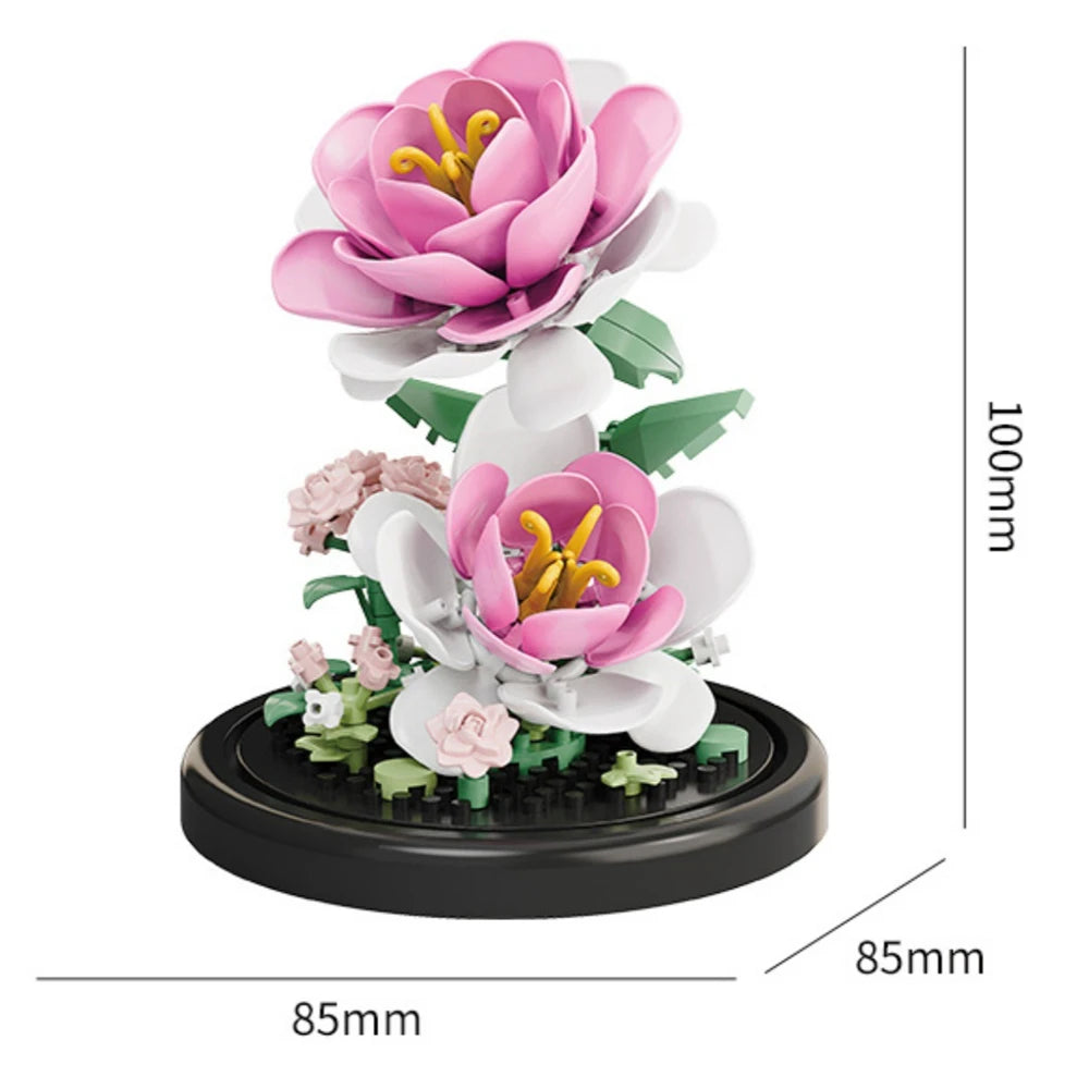 🌸🧱 Potted Plant Micro Building Blocks – Simulation Lily & Rose Flower Assembling Brick Model for Kids & Home Décor