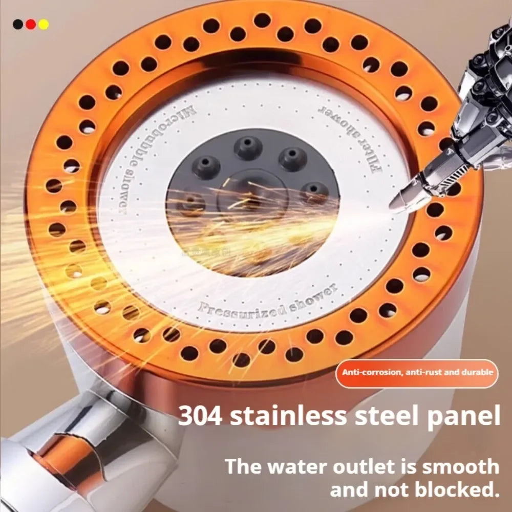 🚿💧 5 Spray Portable Shower Head – High Pressure Large Flow ABS Spa Shower with Filter & Stop Button