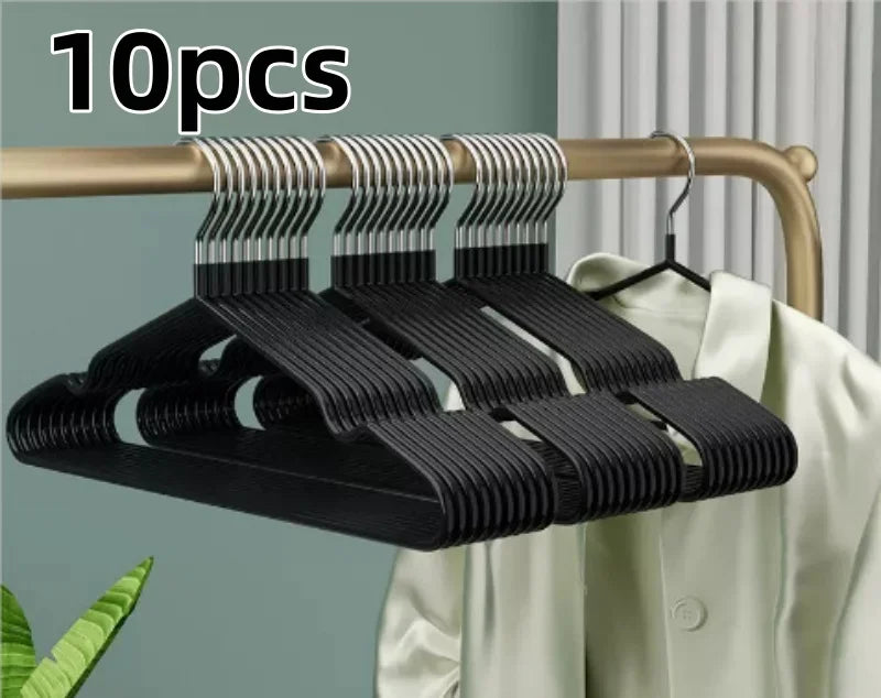 👔✨ 10pcs Non-Slip Coated Metal Suit Hangers | Heavy-Duty Traceless Shirt Hangers 🧥 | Simple & Multifunctional Closet Hangers