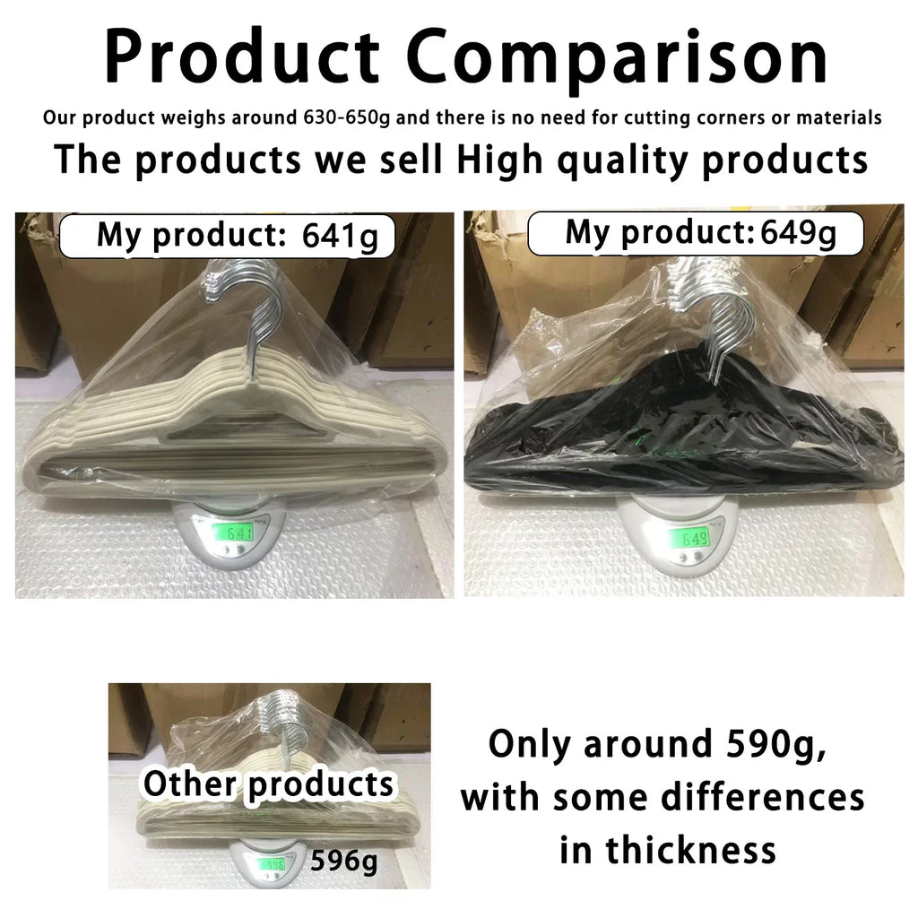 👗✨ 10pcs High-End Velvet Clothes Hangers | Non-Slip Flocked Felt Solid Hangers 🖤 | Heavy-Duty Slim Wardrobe Hangers