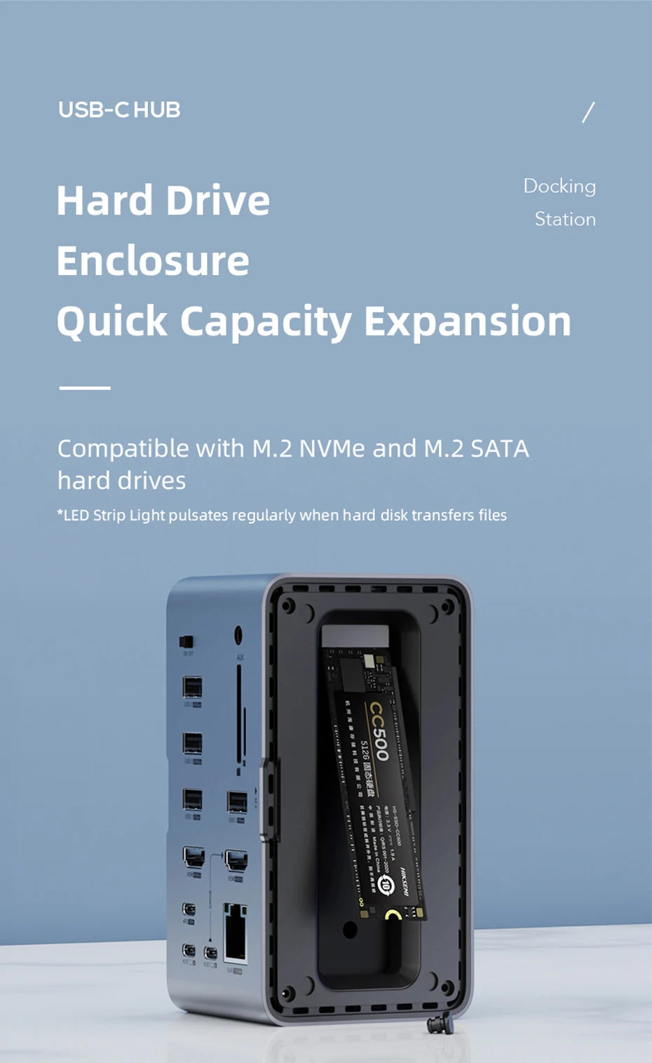 🚀💻 Hagibis USB-C Docking Station – Dual HDMI + M.2 SSD Enclosure (U100 Series)