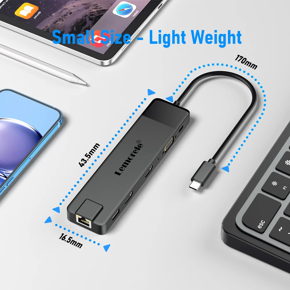 🚀💻 Lemorele TC100 13-Port USB-C Hub – 4K HDMI RJ45 1000Mbps Dock 🔎 SEO Title