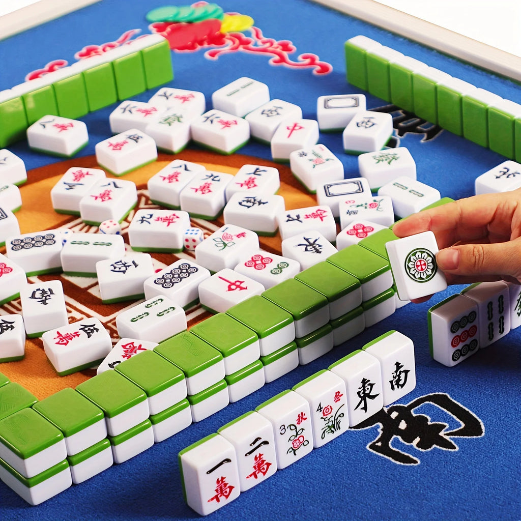 Hand‑Spoked Mahjong Set (Large 1.57" | 40mm) 🎴 | Premium High‑Resin 144‑Tile Mahjong Set + Travel Suitcase 🎒 | Dual‑Color Tile Options