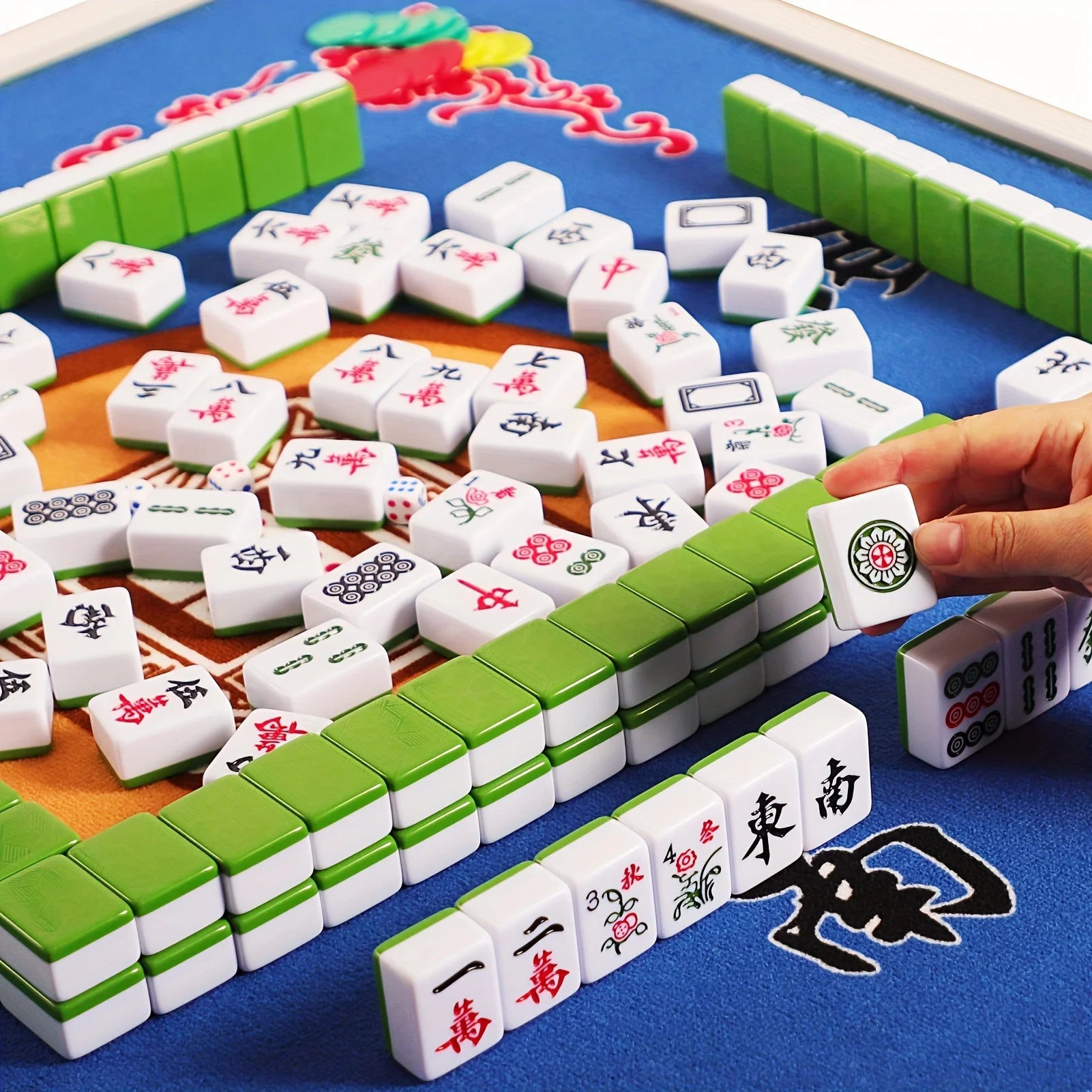 Hand‑Spoked Mahjong Set (Large 1.57" | 40mm) 🎴 | Premium High‑Resin 144‑Tile Mahjong Set + Travel Suitcase 🎒 | Dual‑Color Tile Options