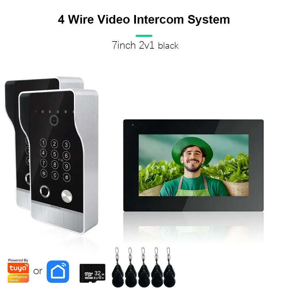 🔔📹 High Quality Video Doorbell Intercom System | Large Screen Smart Videophone 🔐 | Tuya Smart 5-in-1 Unlock 1080P for Home & Apartment