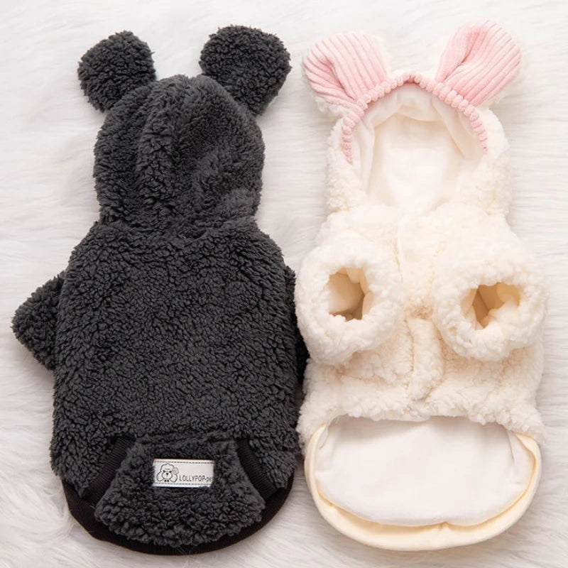 Warm Plush Pet Dog Jacket Coat Bear Pattern Dog Clothes Winter Puppy Costumes