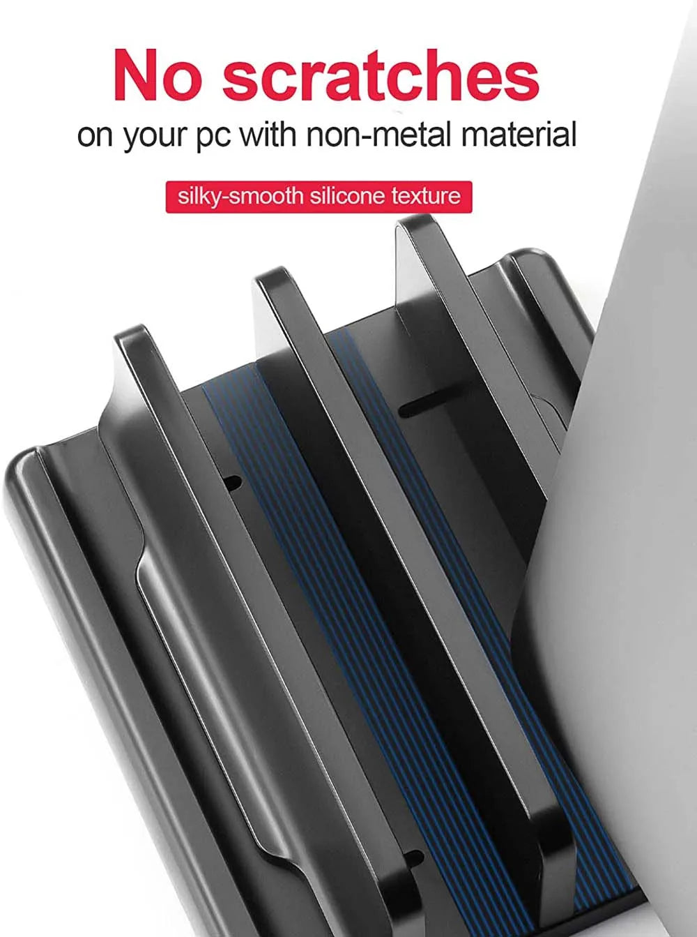 💻📚 Dual-Slot Vertical Laptop Stand – Adjustable Desktop Dock
