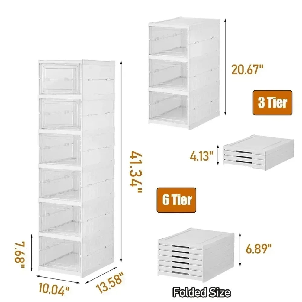 👟✨ Foldable Shoe Rack Organizer | Multi-Layer Transparent Stackable Shoe Boxes 🧼 | Collapsible Household Sneaker Storage Cabinet
