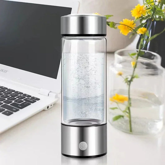 Hydrogen-Rich Water Cup Electric Hydrogen Rich Water Generator Bottle Titanium Quality Filter Portable Antioxidant Lonizer 14.2 Fluid Ounces (420ml)