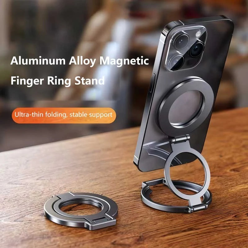 360° Rotation Magnetic Finger Ring Phone Holder – Foldable Aluminum Alloy