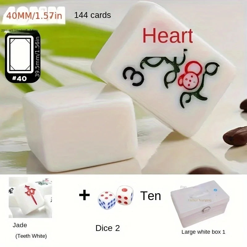 Hand‑Spoked Mahjong Set (Large 1.57" | 40mm) 🎴 | Premium High‑Resin 144‑Tile Mahjong Set + Travel Suitcase 🎒 | Dual‑Color Tile Options