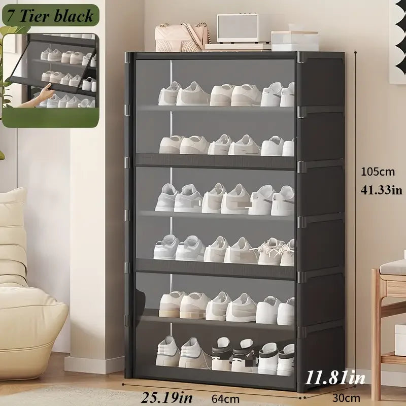 👟✨ Large Transparent Dustproof Shoe Rack Cabinet (5–9 Levels) 🧼 | Closed Shoe Organizer for 12–24 Pairs 👞 | Modern Shoe Storage for Bedroom, Living Room & Garage 🏠