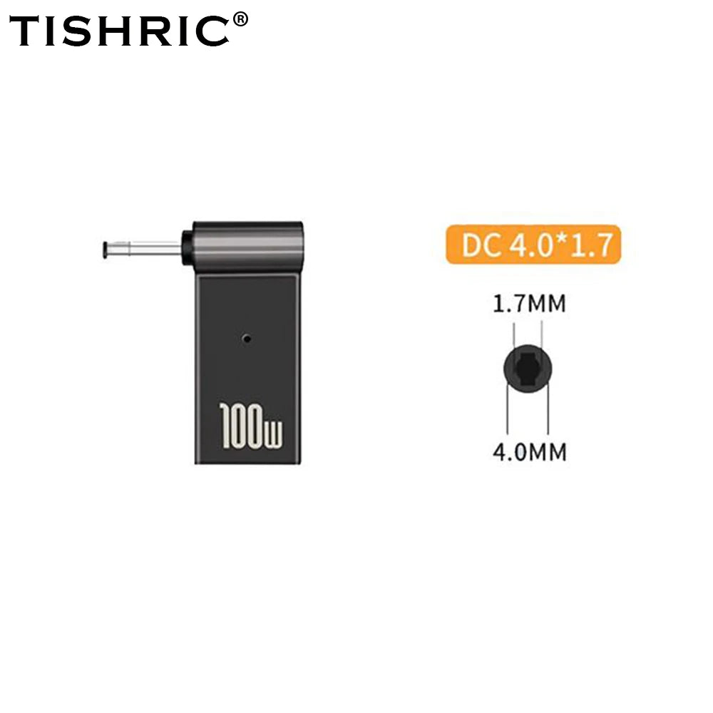 TISHRIC Laptop Power Charger Supply Connector Adapter PD 100W 5A  USB Type-C Female to DC Male For HP/Lenovo/DELL