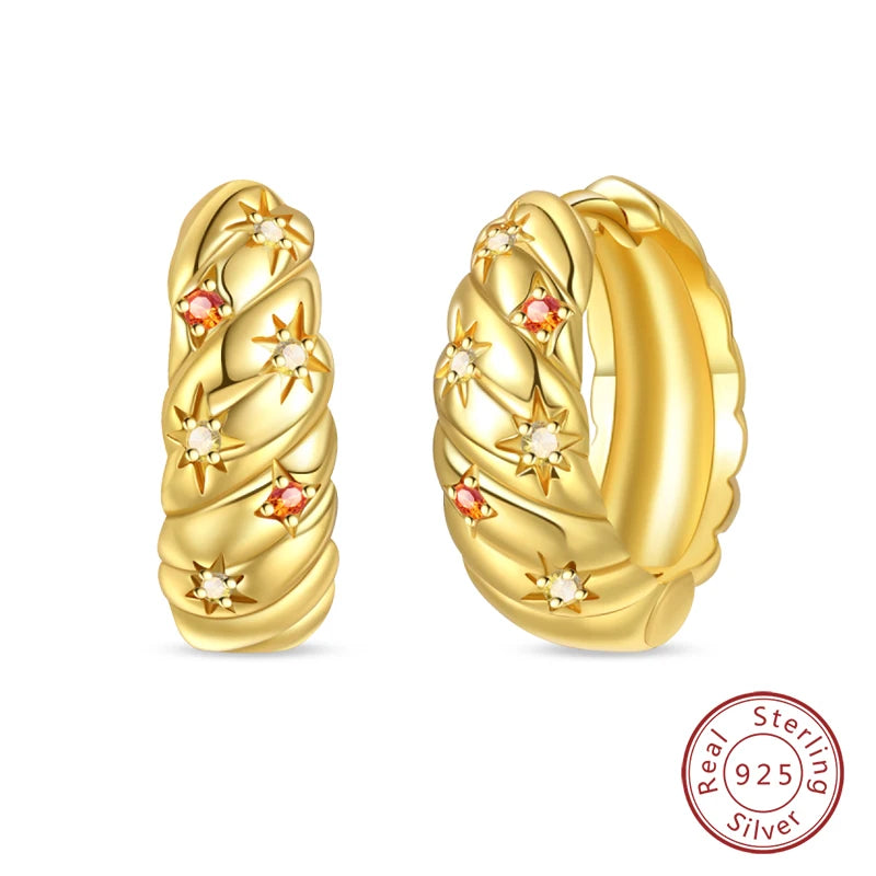 🌙⭐🐝 925 Sterling Silver Star Moon Bee Pendant Earrings ✨ | Gold-Tone Sparkling Zircon Luxury Earrings for Women 💎 | Wedding & Engagement Jewelry Gift 👰