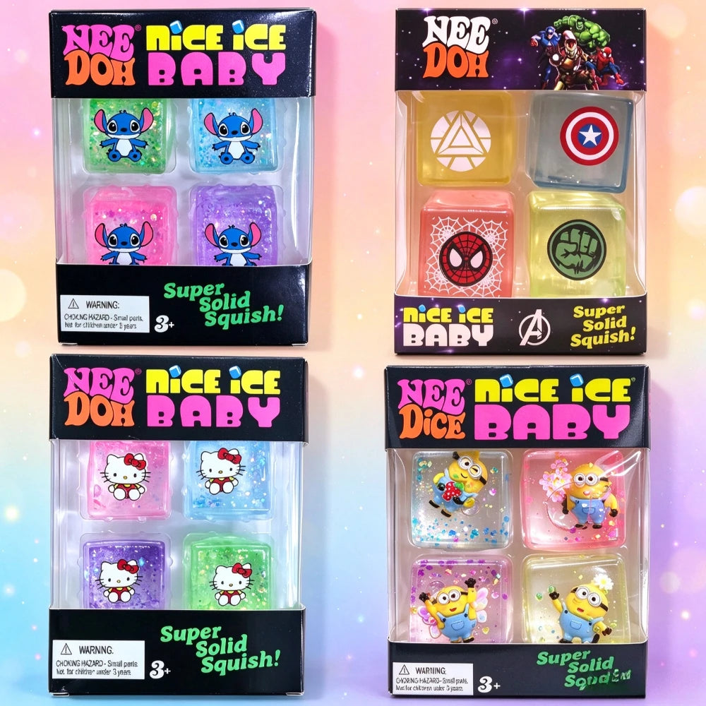 NeeDoh Nice Ice Baby Squishy Toy Set – 4-Pack Sensory Fidget Cubes