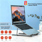 💻🔗 8-in-1 Aluminum Laptop Stand Docking Station – Type-C 4K Hub