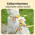 Cat Harness Leash Collar Set, Adjustable Cartoon Bee Design Double Layer Dog Harness for Small and Medium Pets Outdoor Walking Gear