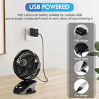🌬️📎 Portable USB Clip-On Fan – Small Personal Desk Cooling