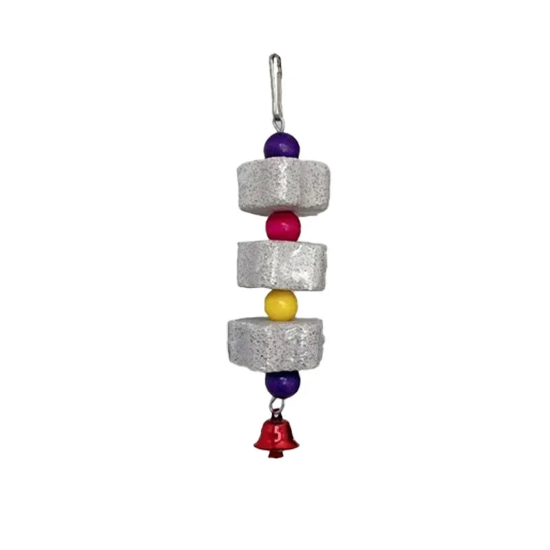 🦜🐿️ Multilayer Lava Rock Chew Toy with Colorful Beads for Small Pets