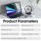 🌬️💻 Portable USB Electric Fan – 3 Speed Silent Mini Cooler