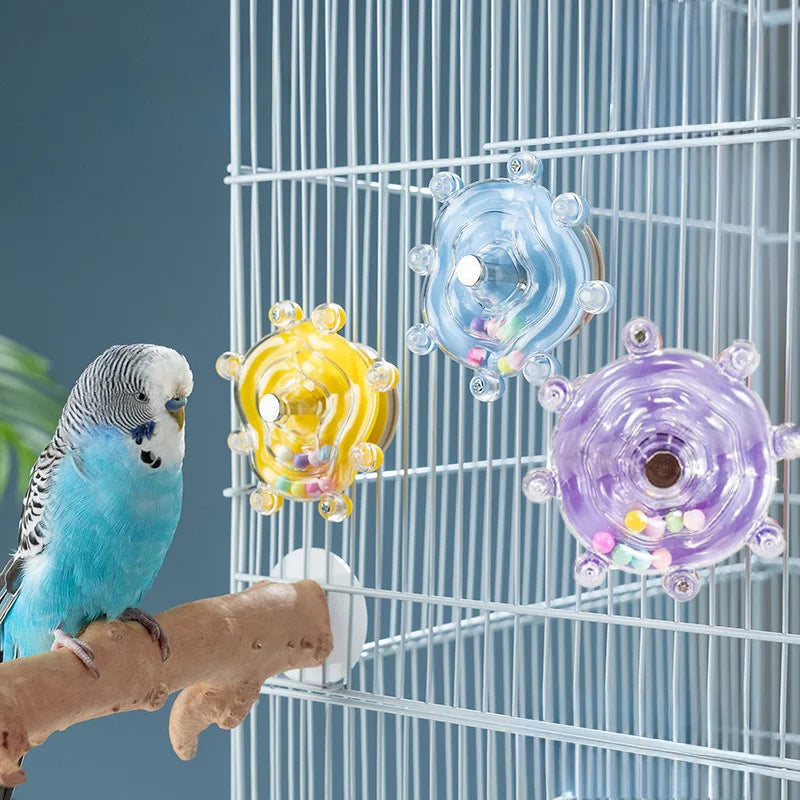🦜🎡 Parrot Wheel Interactive Hanging Toy with Sound Ball