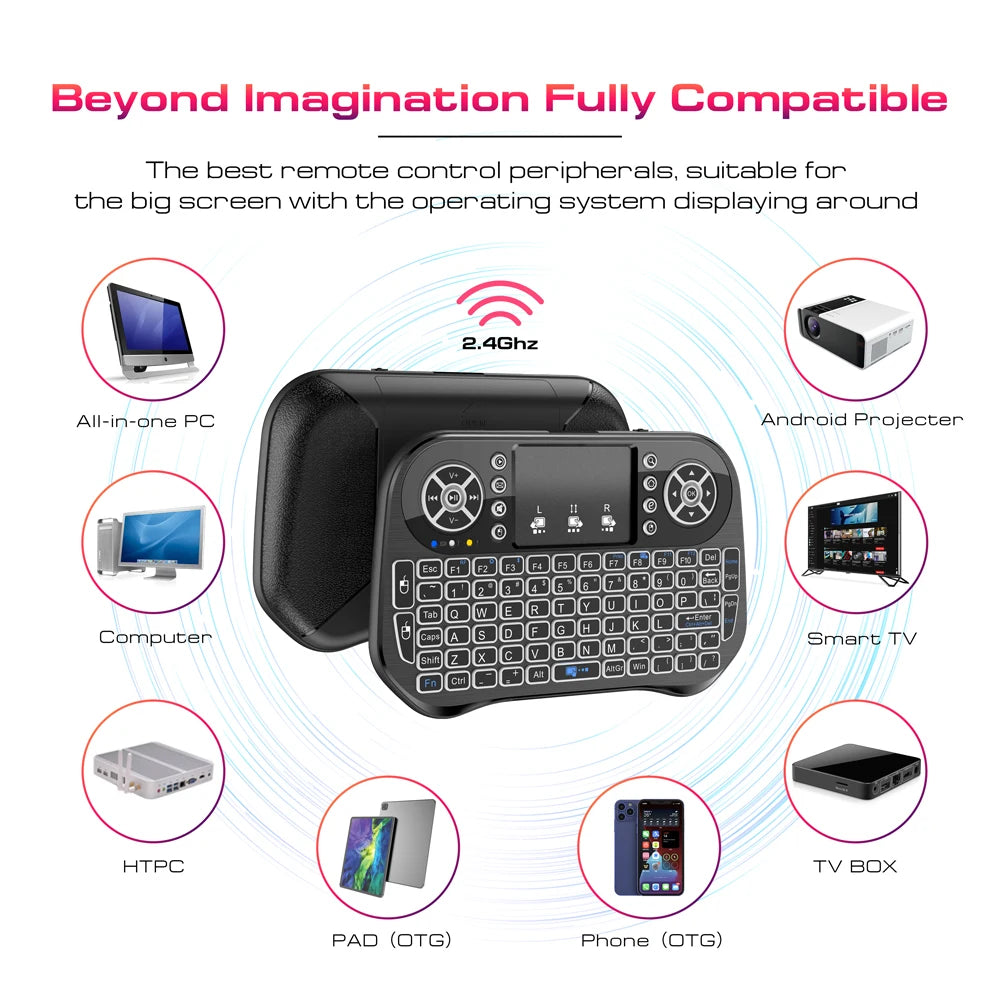 🌈⌨️ i10 / i8 Mini Wireless Keyboard – Dual Mode Air Mouse with Touchpad