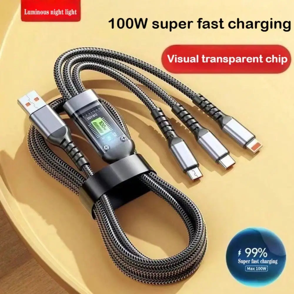 3-in-1 Multi USB Fast Charging Cable – Nylon Braided (USB Type-C / Micro USB / Lightning)