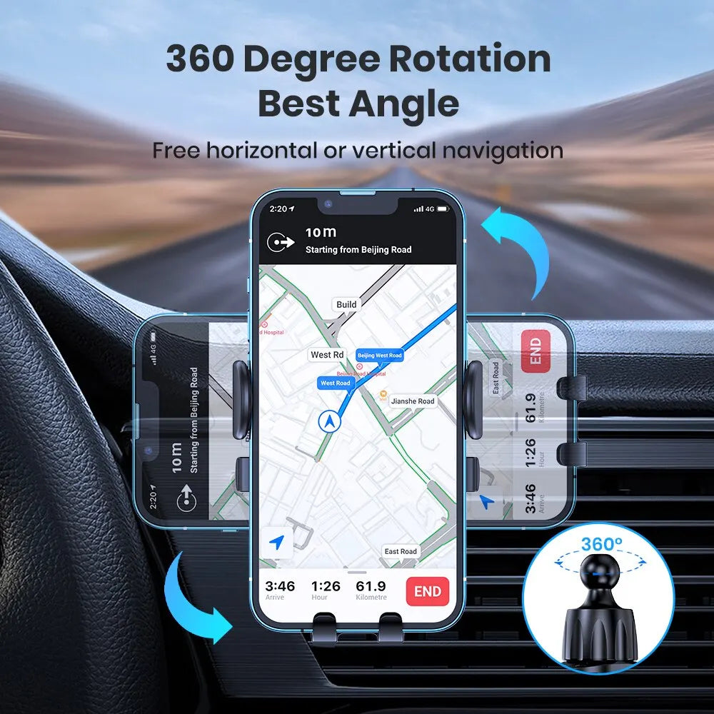 TOPK Auto Lock Car Phone Holder – Air Vent Mount with Hook Clip