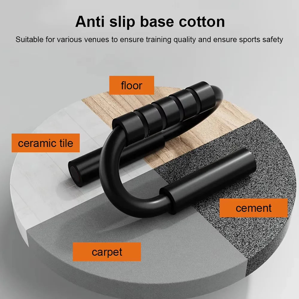 S-Type Push Up Bars – Anti-Skid Foam Handle & Thickened Steel Home Fitness Equipment💪🔥