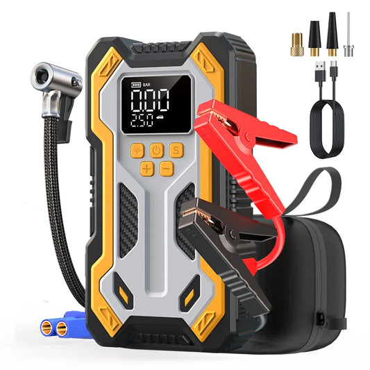🚗⚡ 1500A Portable Car Jump Starter 12V – 20000mAh Power Bank with Smart Air Inflator & LED Emergency Light