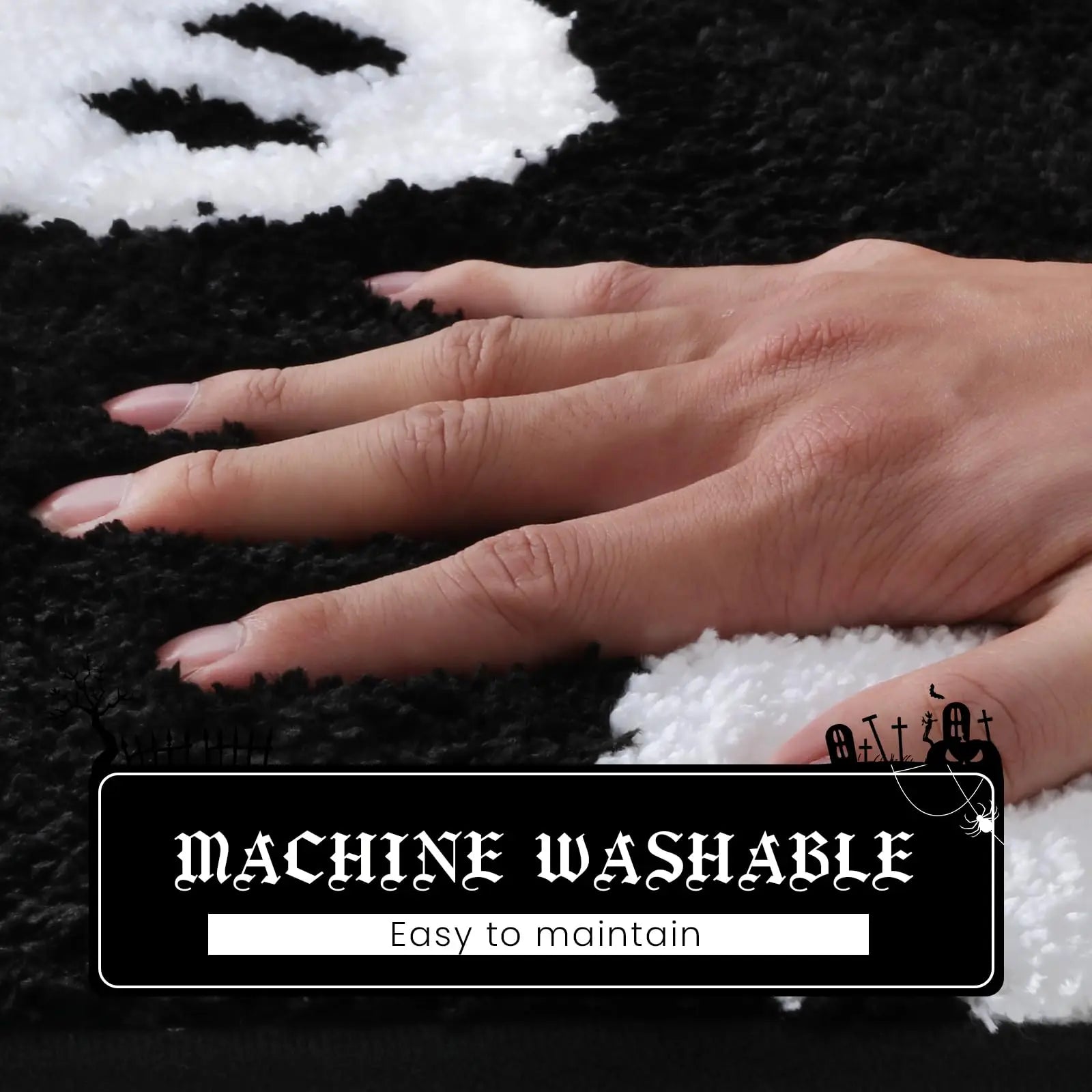 Black Ghost Halloween Bath Mat – Soft & Non-Slip