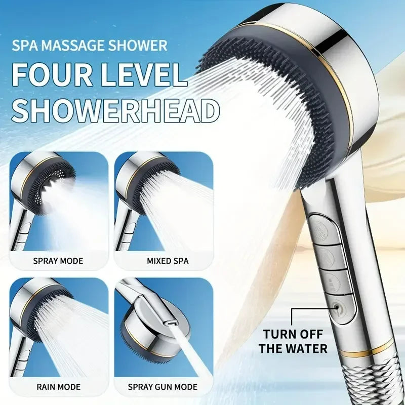 🚿💧 Four-Speed Filtered Supercharged Shower Head – Water-Seal High-Pressure Multi-Functional Bathroom Sprayer (1PC)