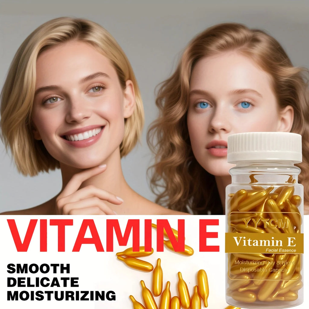 ✨💧 Vitamin E Serum Capsules – Hydrating & Moisturizing Single-Use Facial Essence (90 Capsules / Bottle)